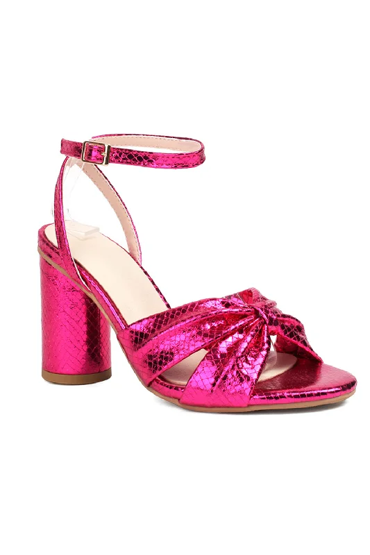 Trendy sandals for men with breathable fabric and adjustable straps for summer wear-Sparkly Fuchsia Bow Women High Heels