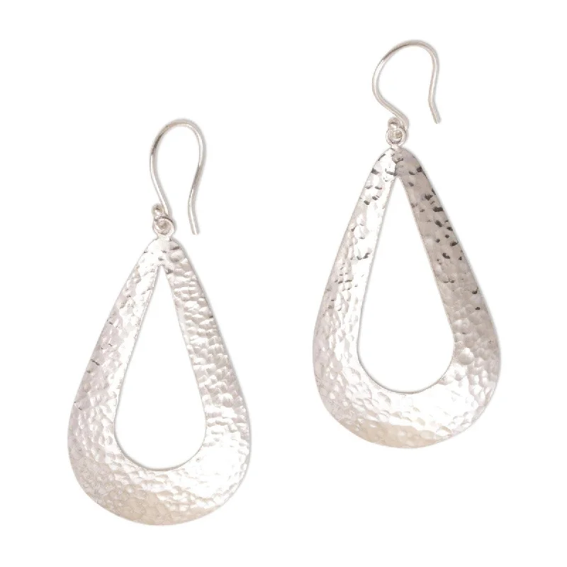 Drop Earrings for Party Look -NOVICA Handmade Sterling Silver 'Silver Shimmer' Earrings (Indonesia) - 25*56mm