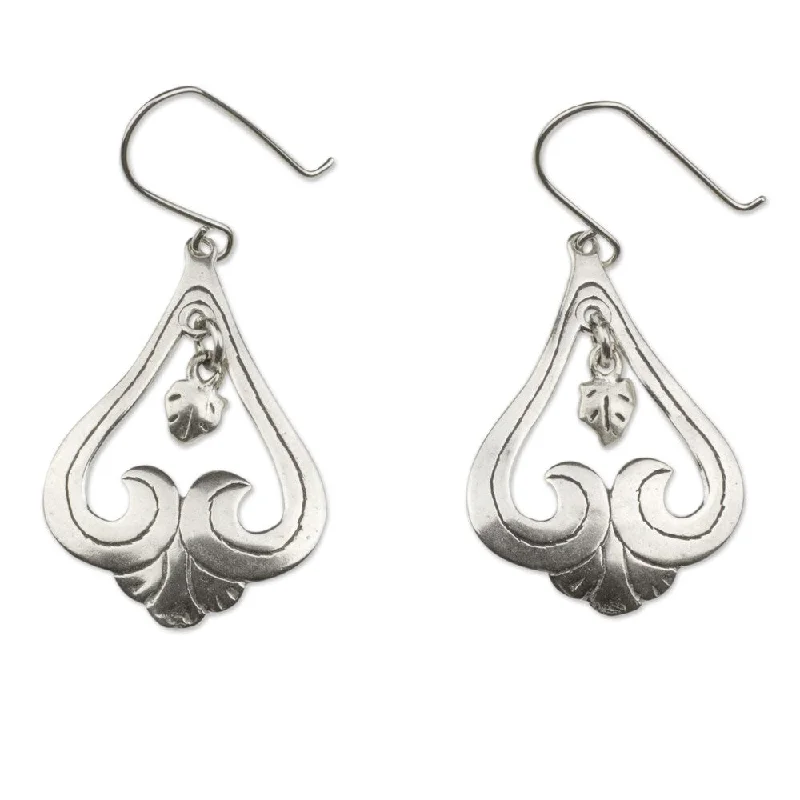 Drop Earrings with Enamel Coating -Handmade Sterling Silver 'Sweet Renewal' Dangle Earrings (Mexico)