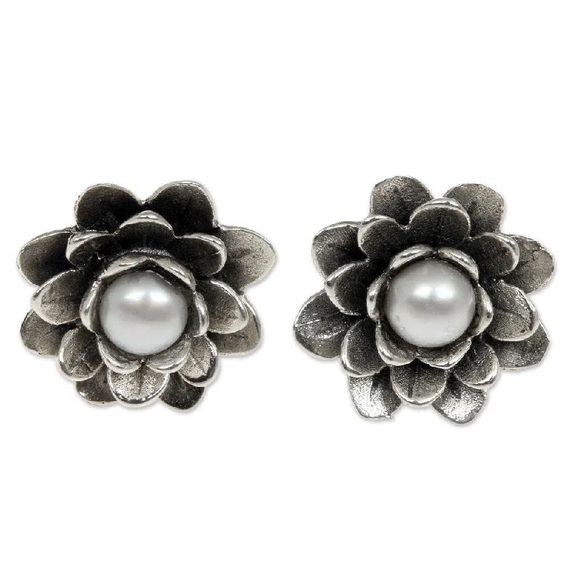 Drop Earrings for Casual Outfit -NOVICA Handmade Lotus Freshwater Pearl with Flower Earrings (Indonesia) - 0.5*0.5