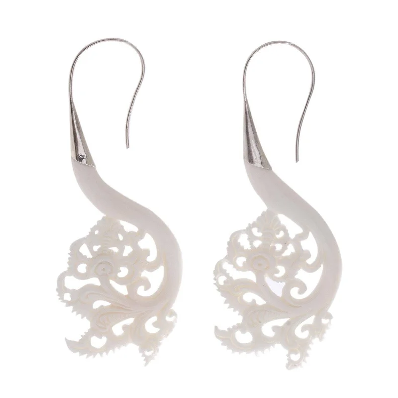 Drop Earrings for Festival Style -NOVICA Pura Plains, Bone drop earrings - 3.1*0.2