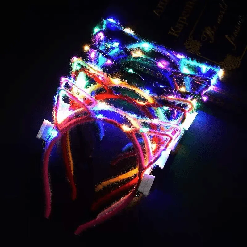 Beaded Dresses for Glamour -Colorful Luminous Plush Cat Ear Headband Headdress Children'S Toy