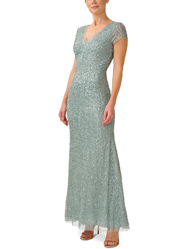 Vintage Dresses for Nostalgia -Womens Beaded Mermaid Evening Dress