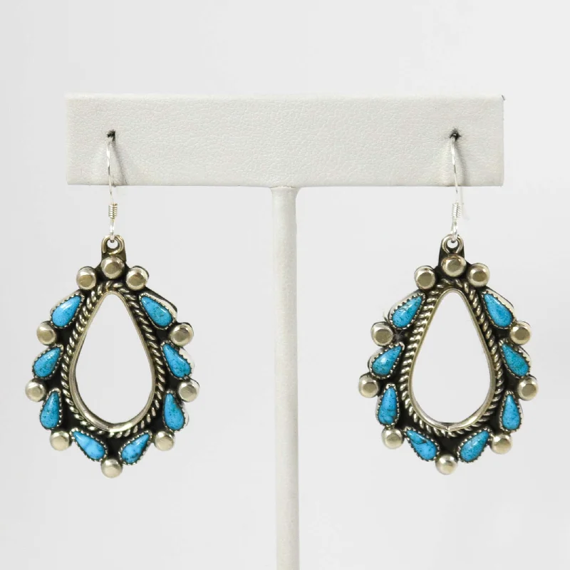 Punk Drop Earrings with Spikes -Kingman Turquoise Earrings