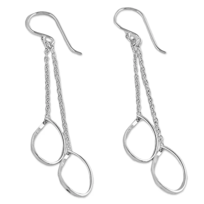 Drop Earrings for Valentine's Day -Sterling Silver 'Stirrups' Earrings - 2.5L*0.4W