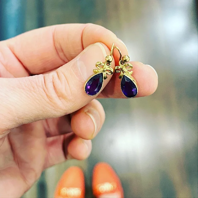 Hoop earrings with oversized designs for a bold, fashion-forward statement-1920s Amethyst 9ct Gold Earrings