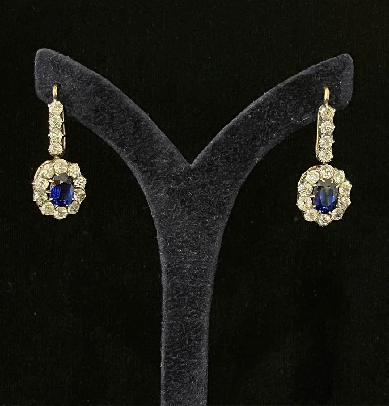 Hoop earrings with pearl accents for a chic and classic style-Antique Austro Hungarian Sapphire & Diamond Earrings by Kollin