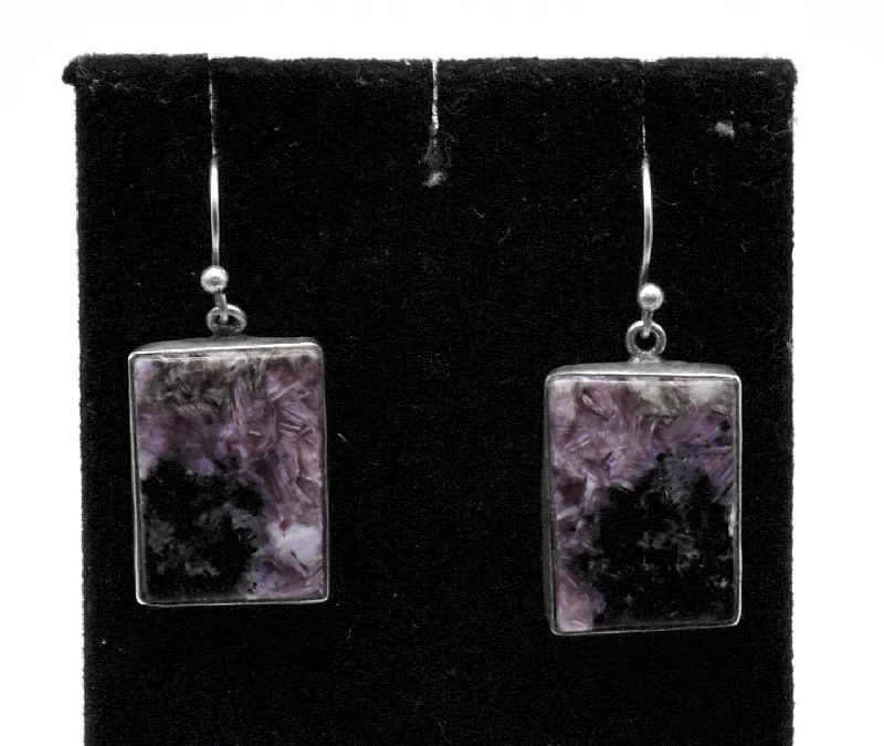 Classic hoop earrings with a thin profile for a sleek and subtle style-Charoite Sterling Silver Dangle Earrings