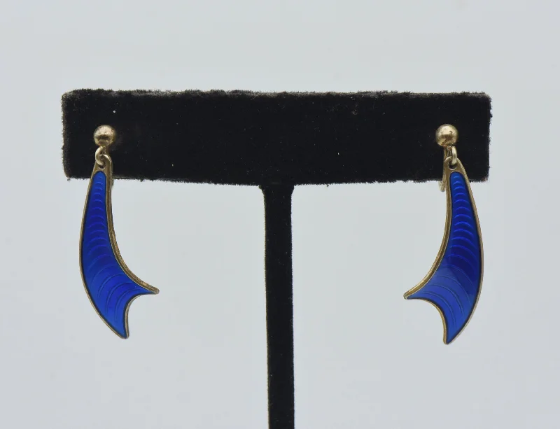 Hoop earrings with oversized designs for a bold, fashion-forward statement-Albert Scharning - Vintage Sterling Silver and Enamel Screw Back Earrings