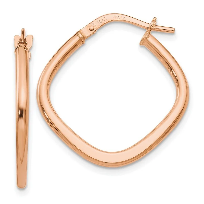 Hoop earrings with infinity loop designs for a continuous and eternal shape-Curata 10k Rose Gold Hinged hoop Polished 21.5x6mm Square Hoop Earrings