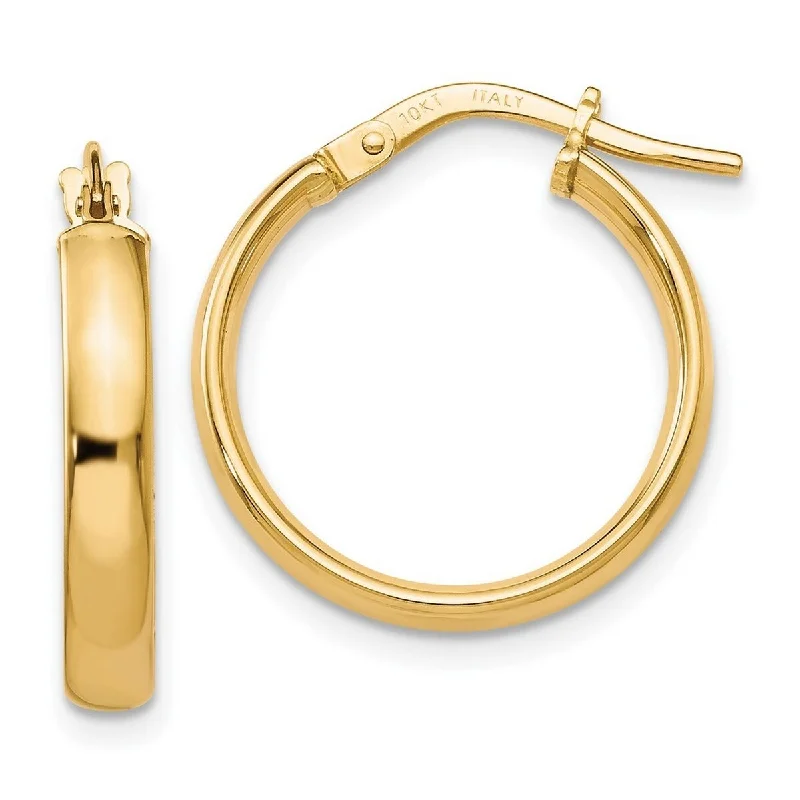 Hoop earrings with luxe velvet finishes for a rich and luxurious touch-Curata 10k Yellow Gold Polished 3x13mm Classic Hoop Earrings