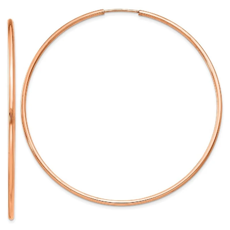 Best hoop earrings with rose gold for a romantic and warm aesthetic-Curata 14k Rose Gold 1.5mm Polished Endless Hoop Earrings - 57.5x58mm Wide 1.5mm Thick