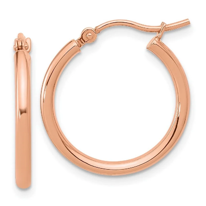 Hoop earrings with crescent moon shapes for a celestial and mystical appearance-Curata 14k Rose Gold 20x2mm Polished Classic Hoop Earrings