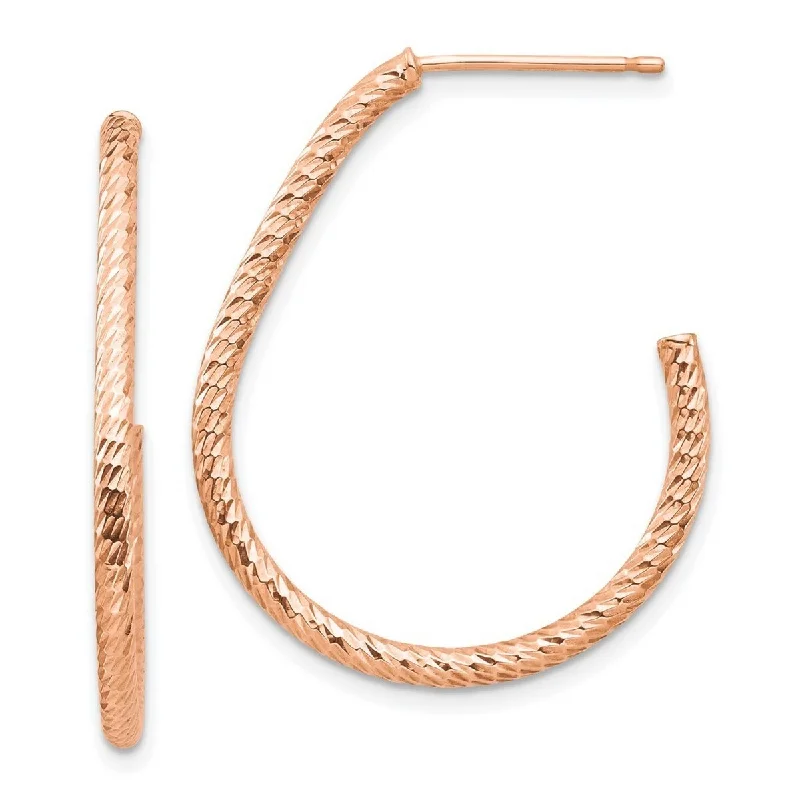 Best hoop earrings with tribal designs for a cultural and exotic aesthetic-Curata 14k Rose Gold Polished Sparkle Cut Post Long Drop Dangle Earrings