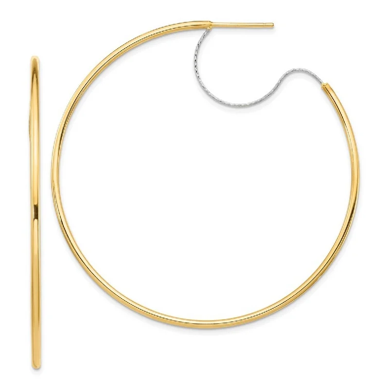 Hoop earrings with textured finishes for a vintage and classic style-Curata 14k Two tone Gold 2x55mm Polished Hoop Earrings