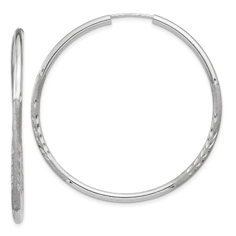 Best hoop earrings with geometric pendants for a modern, chic appeal-Curata 14k White Gold 42x2mm Sparkle Cut Endless Hoop Earrings