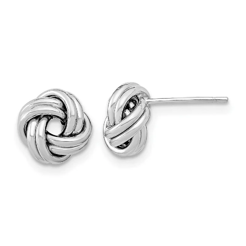 Hoop earrings with abstract wirework for an artistic, unique look-Curata 14k White Gold 9mm Polished Double Love Knot Post Earrings