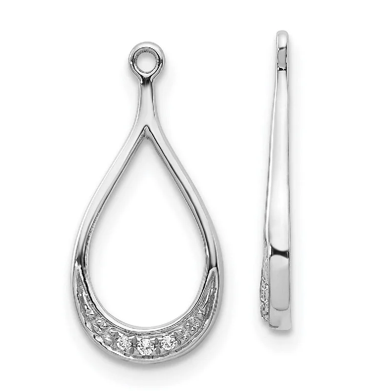 Hoop earrings with snake print designs for an edgy, wild appearance-Curata 14k White Gold Diamond Earrings Jackets Measures 18x9mm Wide