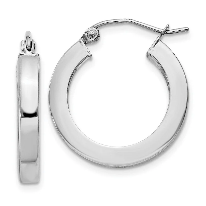 Best hoop earrings with vintage coins for a retro, antique-inspired style-Curata 14k White Gold Polished Square Tube Hoop Earrings (2mm x 45mm)