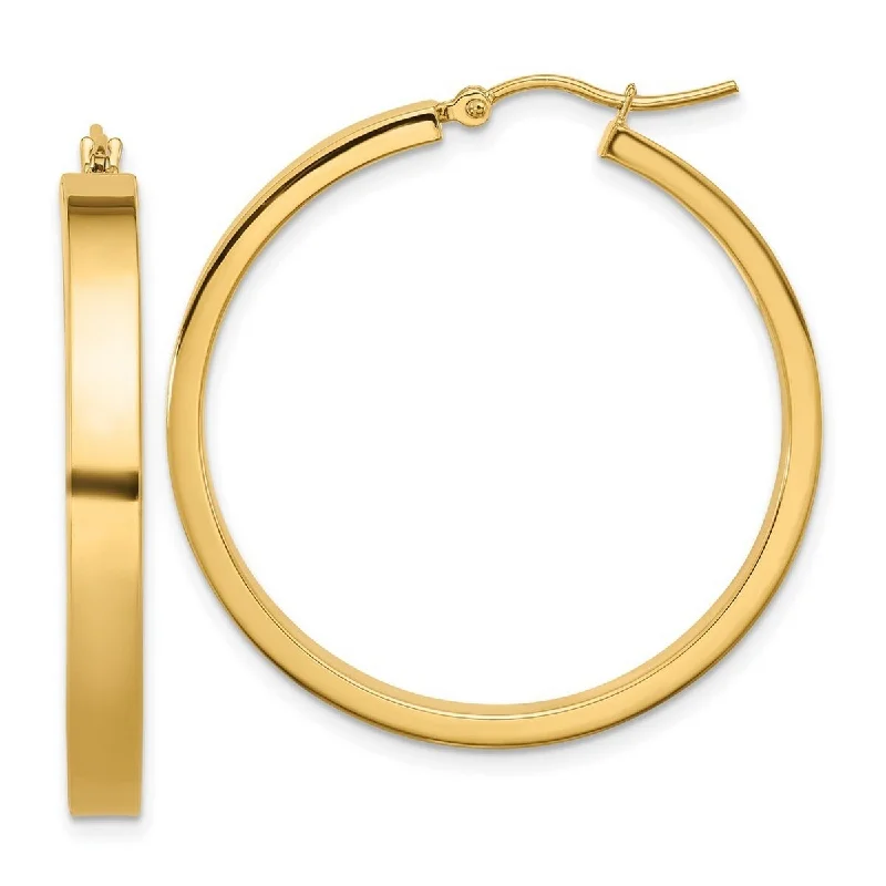 Small hoop earrings for a delicate and understated everyday wear-Curata 14k Yellow Gold 4x35mm Polished Hoop Earrings