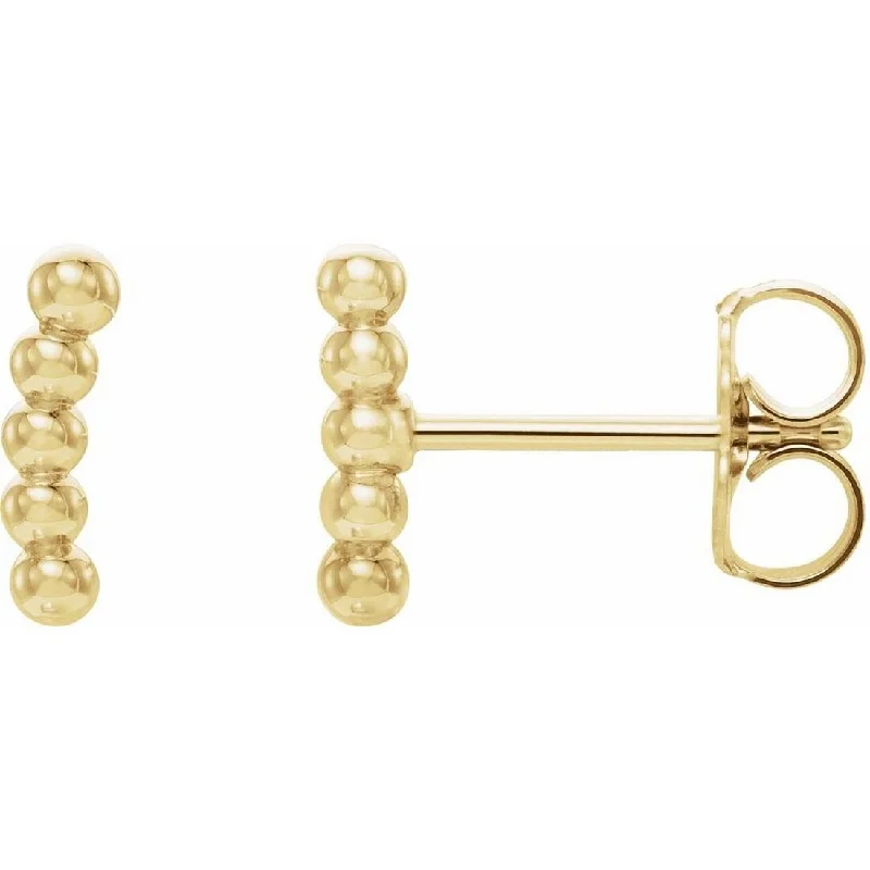 Hoop earrings with open designs for a modern, lighthearted vibe-Curata 14k Yellow Gold Polished Curved Beaded Earrings