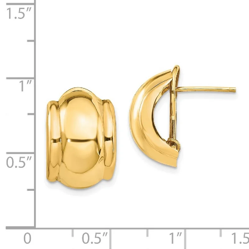 Best hoop earrings with lever-back closures for secure and easy wear-Curata 14k Yellow Gold Polished Domed Omega Back Post Earrings 17x12mm