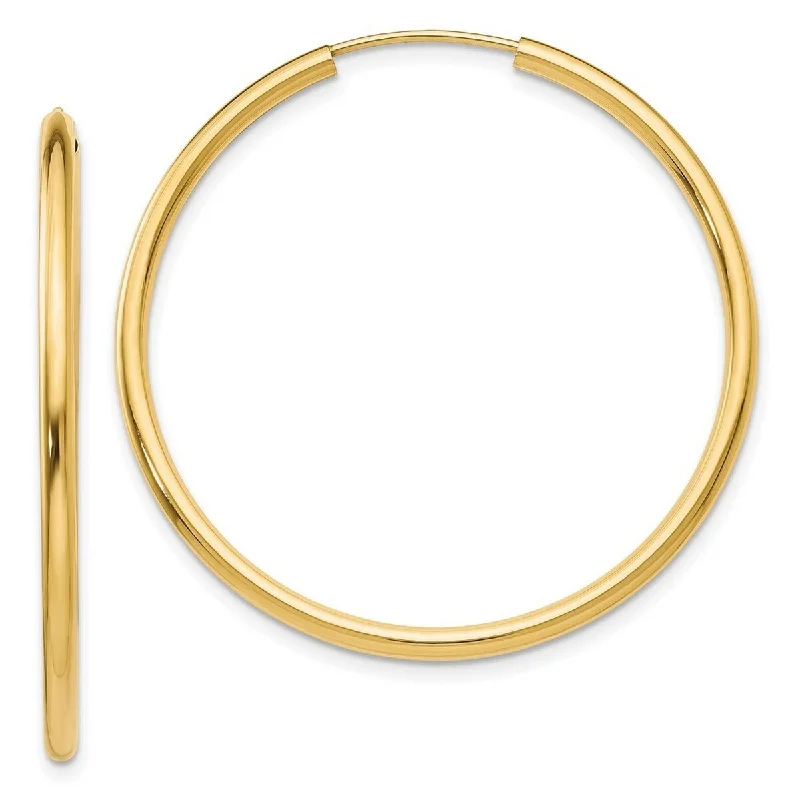 Best hoop earrings with infinity designs for a timeless and meaningful symbol-Curata 14k Yellow Polished tube 2x38mm Round Endless Hoop Earrings