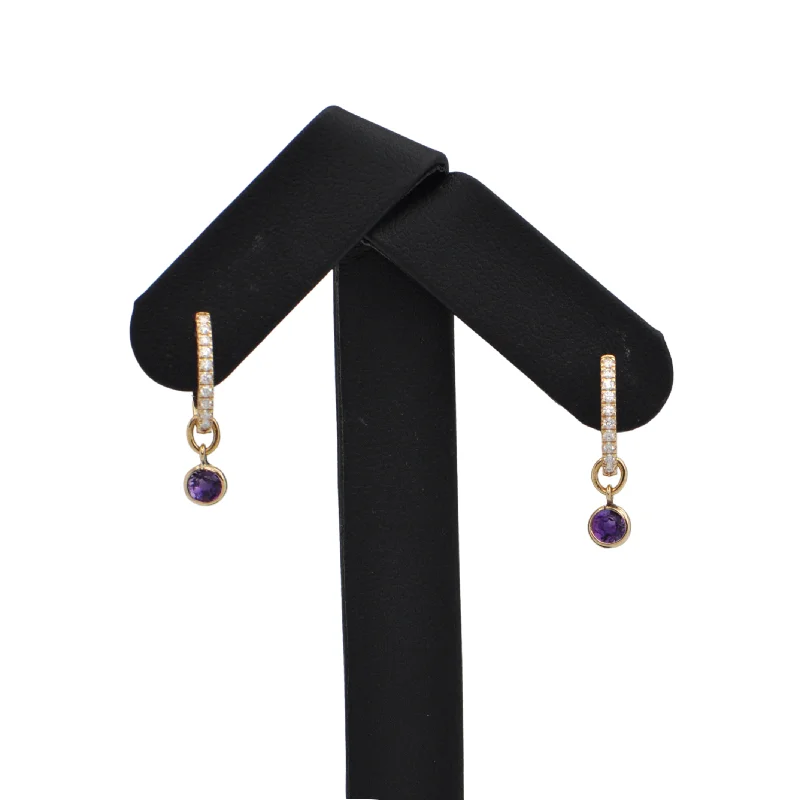 Hoop earrings with diamond-cut surfaces for added sparkle and shine-Daisy Exclusive Amethyst 14K Gold Earring Enhancers