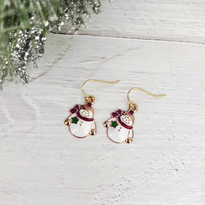 Hoop earrings with removable pendants for a versatile and customizable accessory-Earring Club Earrings- Ornament Snowmen