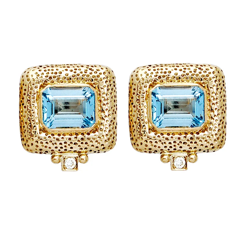 Hoop earrings with a matte finish for a sleek and sophisticated appearance-Earrings- Aquamarine And Diamond