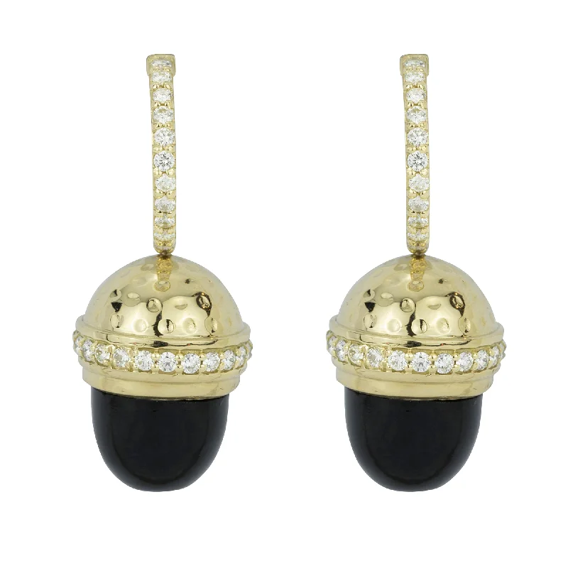 Hoop earrings with tortoiseshell designs for a chic and classic style-Earrings - Black Onyx And Diamond