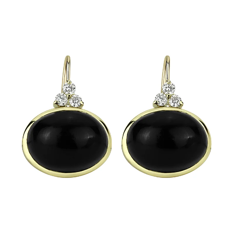 Best hoop earrings with hammered gold for a rustic yet elegant look-Earrings - Black Onyx And Diamond