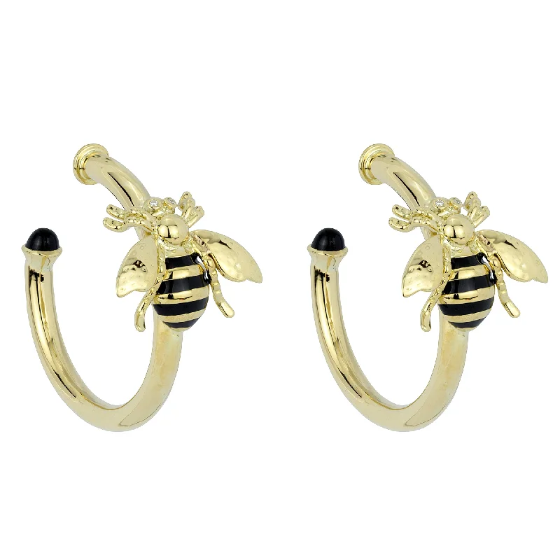 Best hoop earrings with multi-colored gemstones for a vibrant and lively touch-Earrings - Black Onyx & Diamond (Enamel)