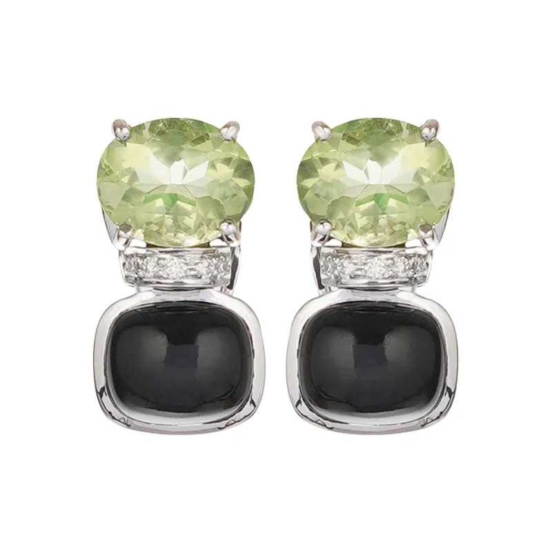 Best hoop earrings with asymmetrical designs for a fashion-forward, avant-garde look-Earrings - Black Onyx, Green Quartz and Diamond