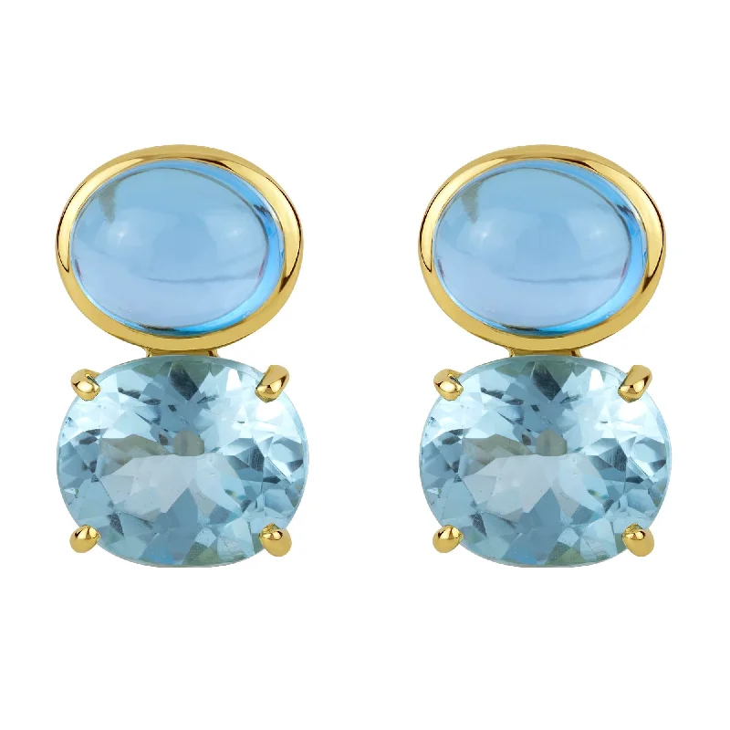 Hoop earrings with polished metal for a shiny and high-quality finish-Earrings - Blue Topaz