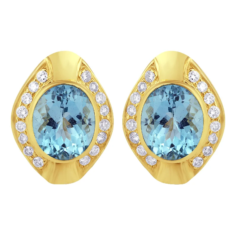 Best hoop earrings with gemstone accents for a colorful and elegant appearance-Earrings- Blue Topaz And Diamond