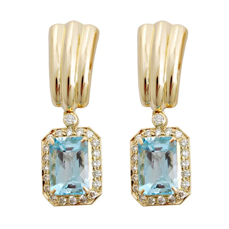 Best hoop earrings with satin ribbons for a soft, feminine appearance-Earrings- Blue Topaz And Diamond