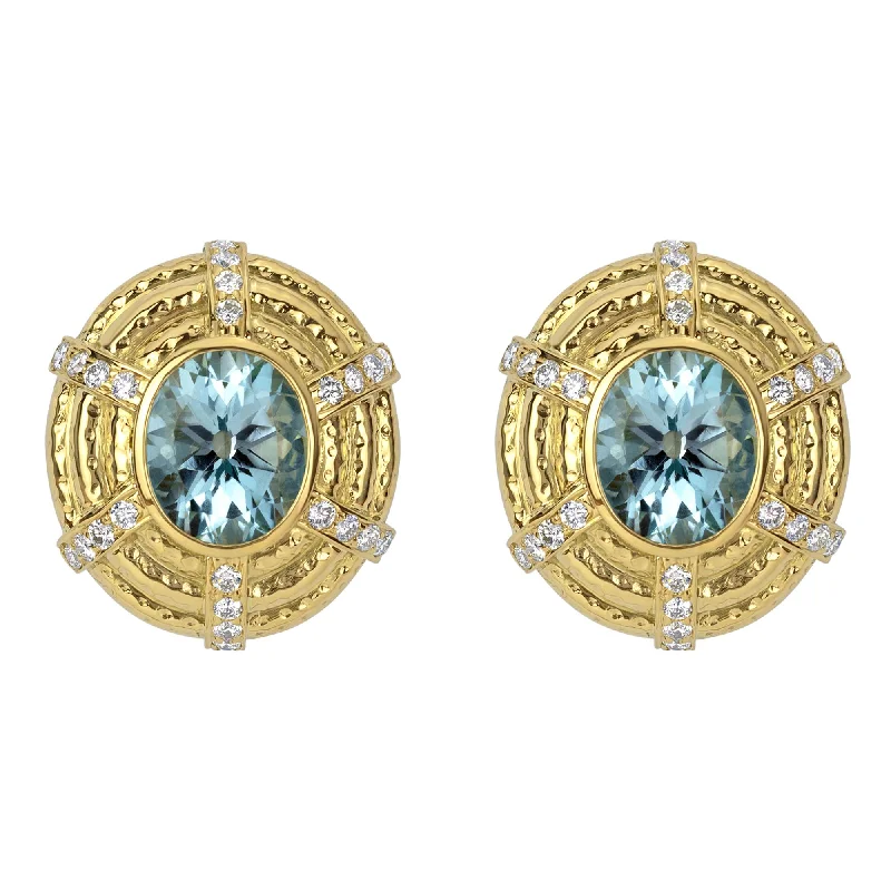 Hoop earrings with tortoiseshell designs for a chic and classic style-Earrings- Blue Topaz And Diamond