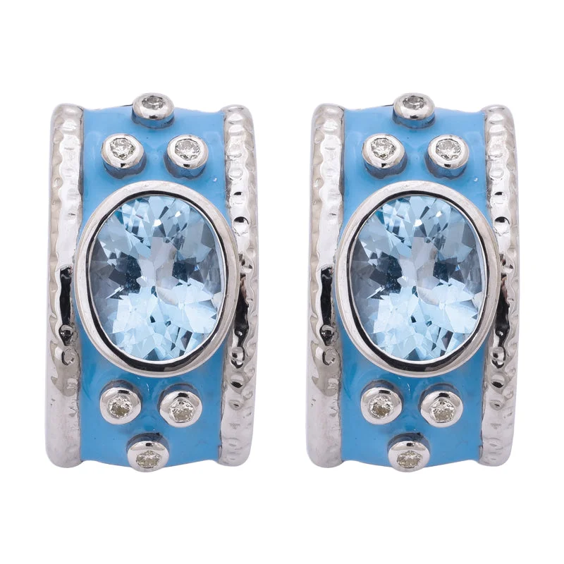 Best hoop earrings with crescent-shaped designs for a bold, moon-inspired style-Earrings- Blue Topaz and Diamond