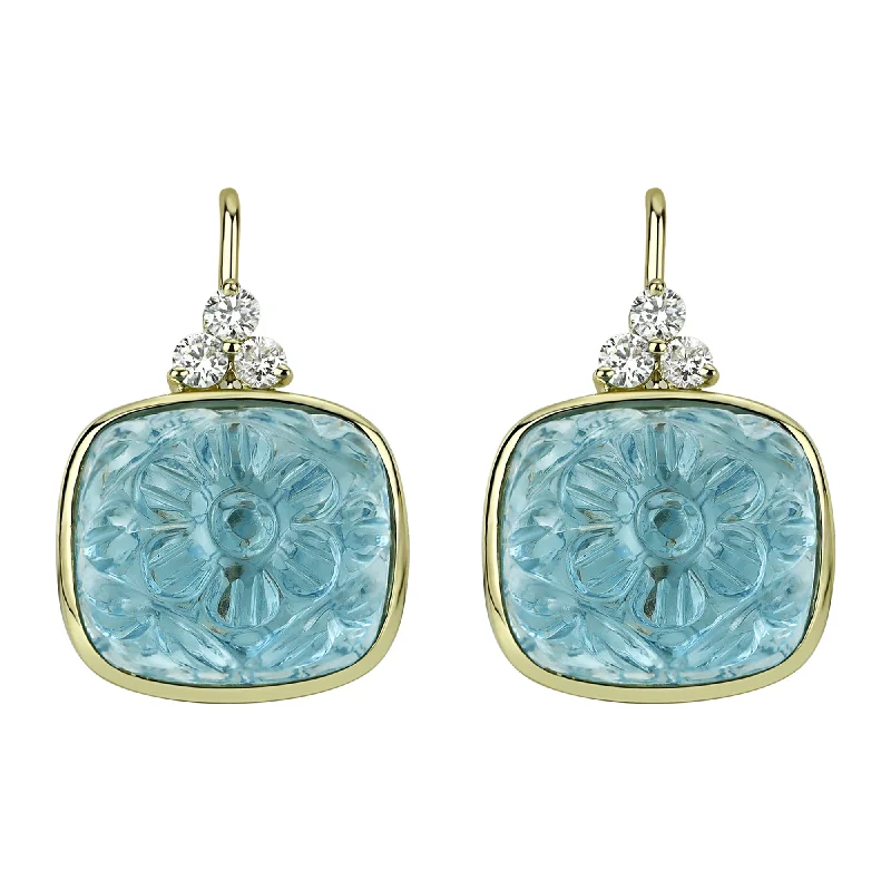 Hoop earrings with stacked layers for a bold and textured design-Earrings - Blue Topaz  And Diamond