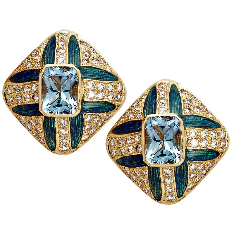 Hoop earrings with rhinestone embellishments for a glamorous and sparkling look-Earrings- Blue Topaz And Diamond (Enamel)