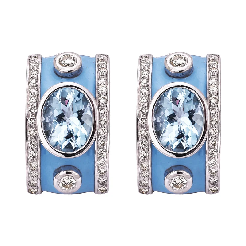 Best hoop earrings with vintage rhinestone embellishments for a retro-glam effect-Earrings- Blue Topaz and Diamond (Enamel)