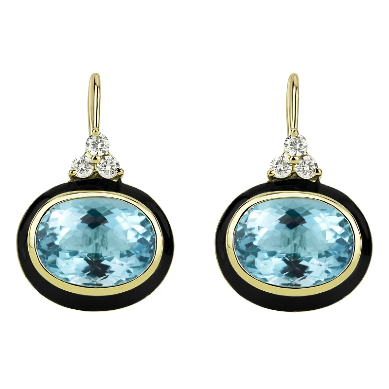 Best hoop earrings with blackened metal for an edgy and bold appearance-Earrings - Blue Topaz And Diamond (enamel)