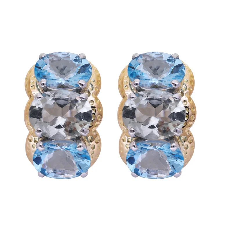 Hoop earrings with multi-tone finishes for a colorful and layered effect-Earrings- Blue Topaz and Green Quartz