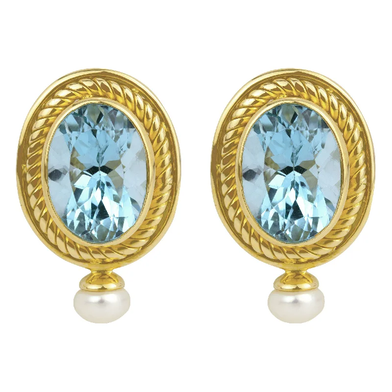 Best hoop earrings with gold-plated finishes for an affordable luxury vibe-Earrings- Blue Topaz And Pearl