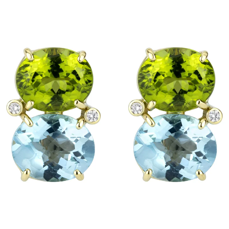 Best hoop earrings with marbled designs for a trendy and artistic effect-Earrings - Blue Topaz, Peridot And Diamond