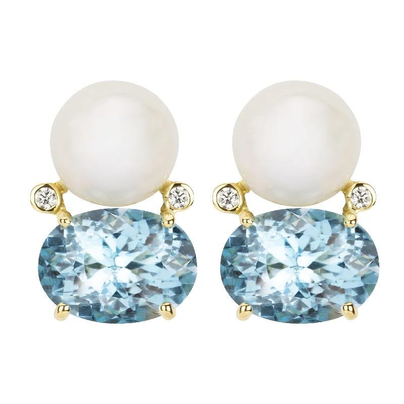 Best hoop earrings with geometric cuts for a sharp, modern appeal-Earrings - Bluetopaz, South Sea Pearl And Diamond