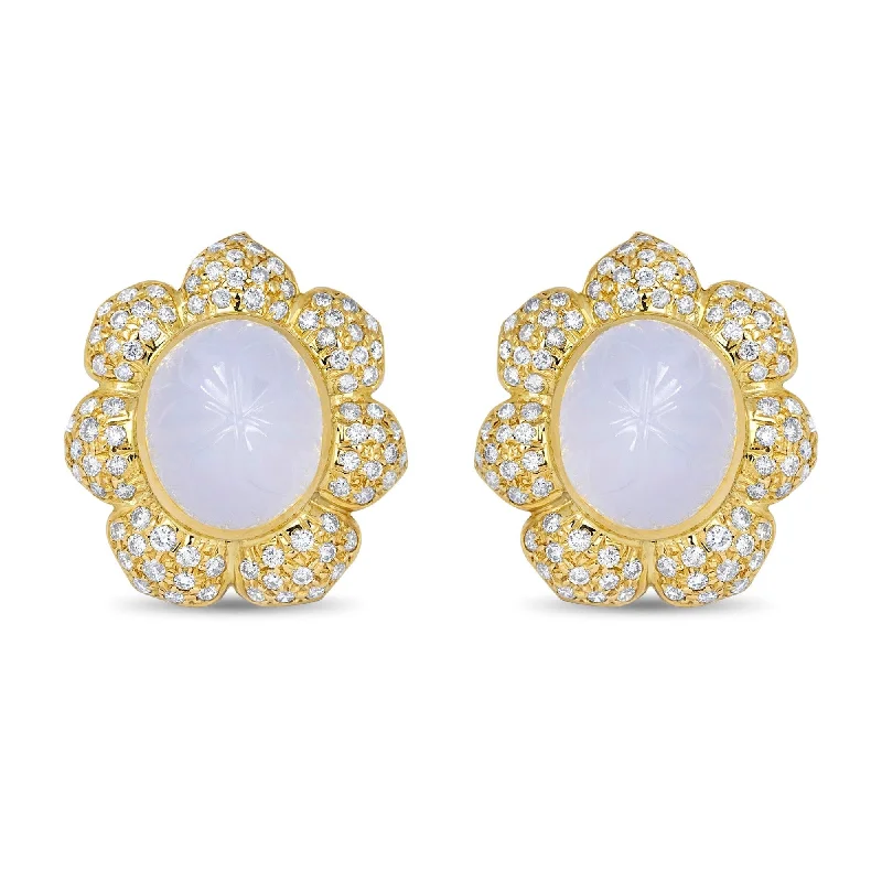 Best hoop earrings with matte finish for a sophisticated, understated design-Earrings- Chalcedony And Diamond