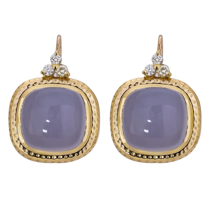 Best hoop earrings with intricate beaded details for a textured, stylish appearance-Earrings- Chalcedony and Diamond