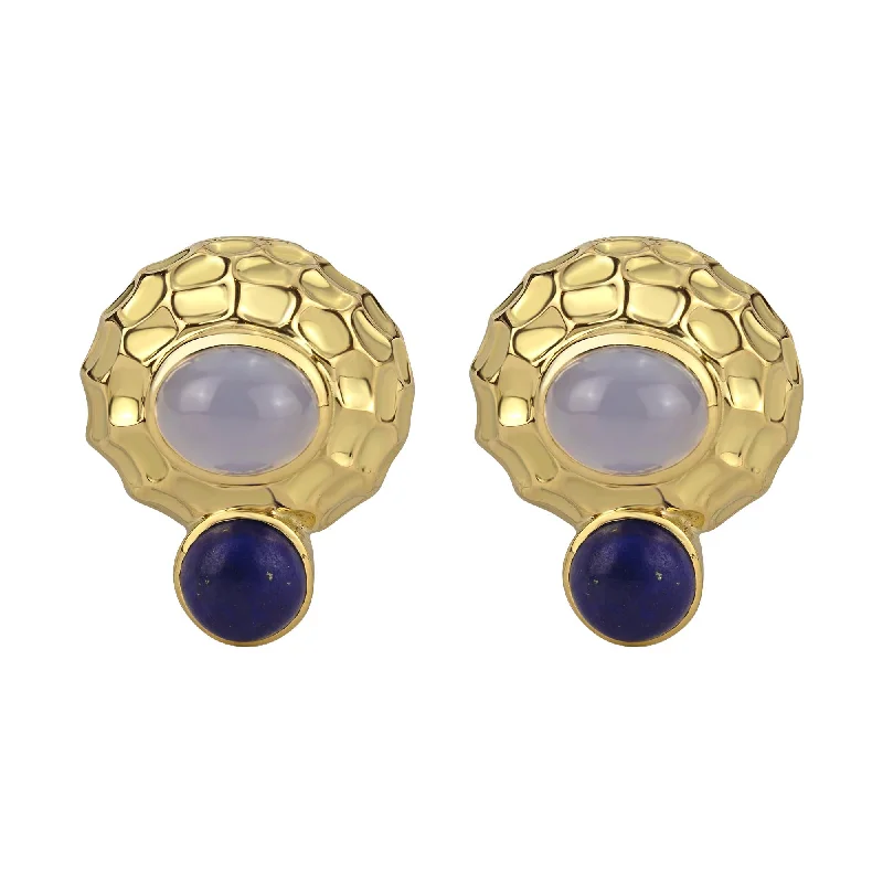 Hoop earrings with polished metal for a shiny and high-quality finish-Earrings- Chalcedony And Lapis Lazuli